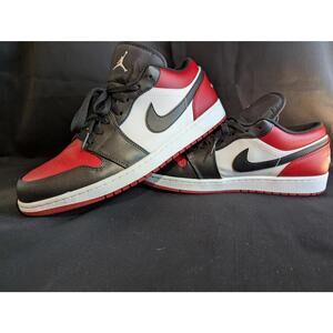 Nike Air Jordan 1 Low Bred Toe Red Black Size 13 Men's Sneakers OG